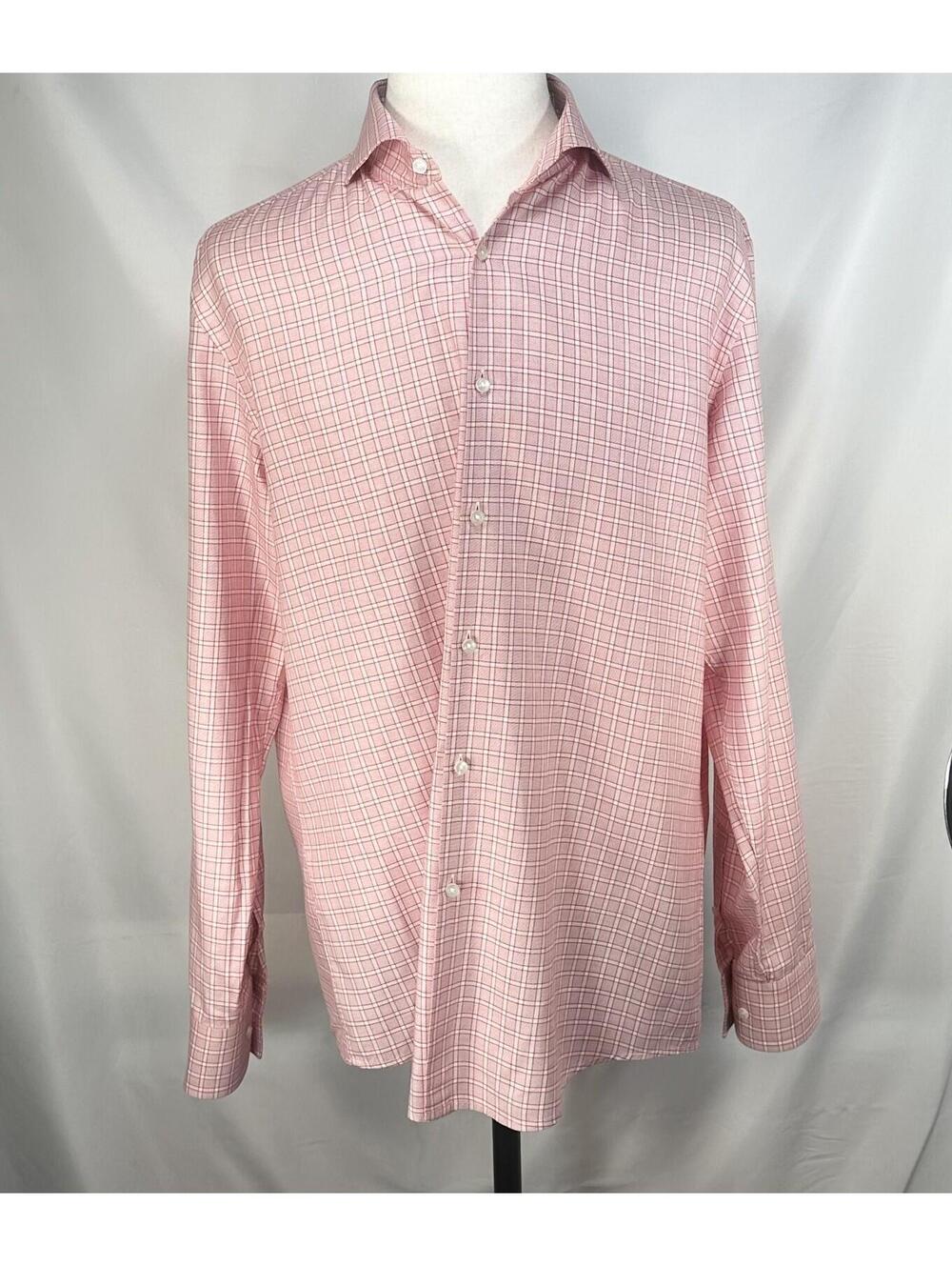 Hugo Boss Slim Fit Cotton Checked Button Up Red Mens XL